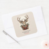 Rustic Charm Farmhouse Treasures with Plaid Deer Quadratischer Aufkleber (Umschlag)