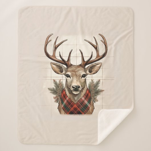 Rustic Charm Farmhouse Treasures with Plaid Deer Sherpadecke (Vorderseite)