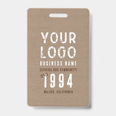 Rustic Charm Kraft Paper Employee Business Ausweis (Rückseite)