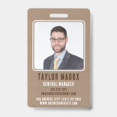 Rustic Charm Kraft Paper Employee Business Ausweis (Vorderseite)