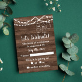Rustic Charm Mason Jar String Lights Wedding RSVP Karte