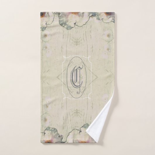 Rustic Charm Tree Peony Monogram Badhandtuch Set (Handtuch)