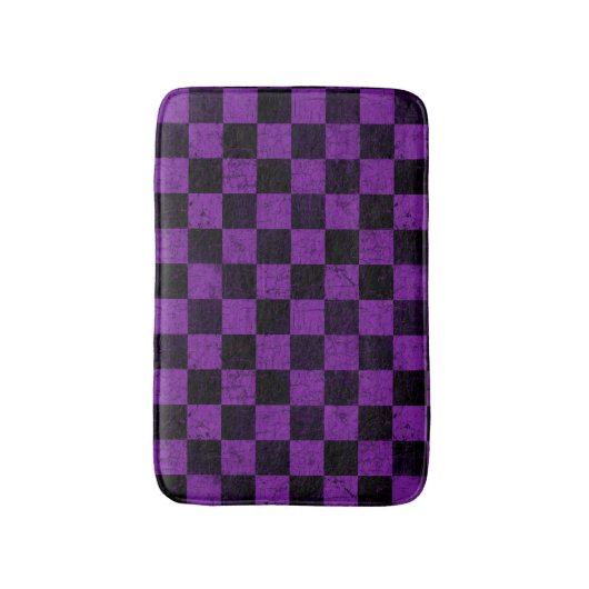 Rustic Checks, Purple and Black Badematte (Vorderseite Vertikal)