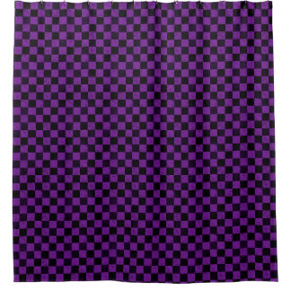 Rustic Checks, Purple and Black Duschvorhang