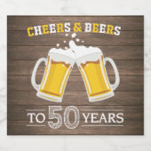 Rustic Cheers and Beers to 50 Years Bierflaschenetikett (Einzelnes Label)