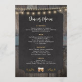 Rustic Cheers Whiskey Shot Themed 12x18 Dinner Men Menükarte (Vorderseite)