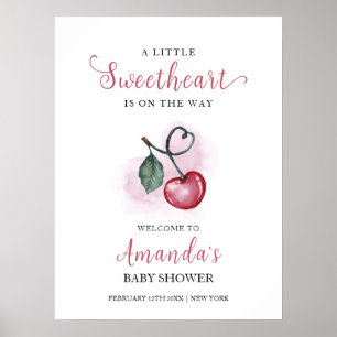 Rustic Cherry Berry Sweetheat Baby Dusche Willkomm Poster