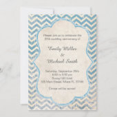 Rustic Chevon Blue Hochzeitstag Einladung (Vorderseite)