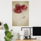 Rustic Chic Abstrakt Burgund Twin Poppies Blume Poster (Heimbüro)