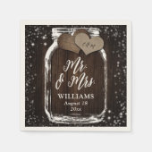 Rustic Chic Barn Wood Mason Jar Mr & Mrs Wedding Serviette (Vorderseite)