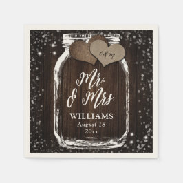 Rustic Chic Barn Wood Mason Jar Mr & Mrs Wedding Serviette
