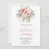 Rustic Chic Blush Roses Wedding Invitation Einladung (Vorderseite)