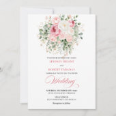Rustic Chic Blush Roses Wedding Invitation Einladung (Vorderseite)