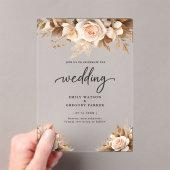 Rustic Chic Boho Blush Floral Wedding Acryleinladungen (Insitu (Handheld))