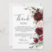 Rustic Chic Burgundy Blush Pink Floral Wedding Dankeskarte (Vorderseite)