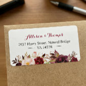 Rustic Chic Burgundy Marsala Red Floral Wedding Adressaufkleber
