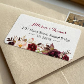 Rustic Chic Burgundy Marsala Red Floral Wedding Adressaufkleber
