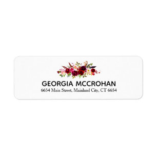 Rustic Chic Burgundy Marsala Return Address Label