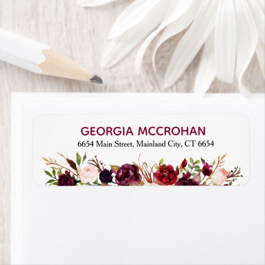 Rustic Chic Burgundy Marsala Rücksendeadresse (Insitu)