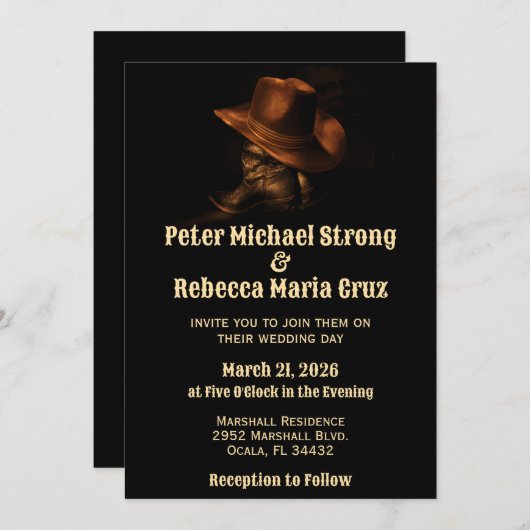 Rustic Chic Cowboy Boots Country Western Hochzeit Einladung (Vorne/Hinten)