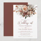 Rustic Chic Elegant Boho Blush Floral Wedding Einladung (Vorne/Hinten)