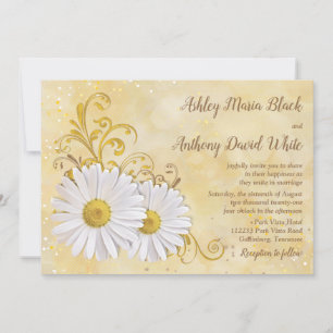 Rustic Chic Elegant Shasta Daisy Wedding Einladung