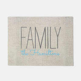 Rustic Chic Family Monogram in BEIGE GRAU BLUE Fußmatte