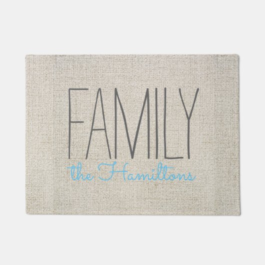 Rustic Chic Family Monogram in BEIGE GRAU BLUE Fußmatte (Vorderseite)