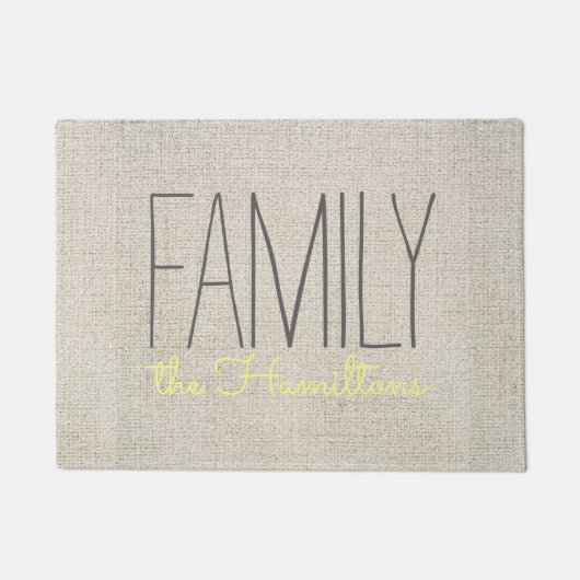 Rustic Chic Family Monogram in beige grau gelb Fußmatte (Vorderseite)