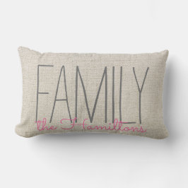Rustic Chic Family Monogramm in BEIGE PINK Lendenkissen