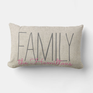 Rustic Chic Family Monogramm in BEIGE PINK Lendenkissen
