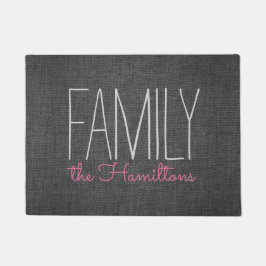Rustic Chic Family Monogramm in DUNKGRAK UND PINK Fußmatte