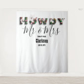 Rustic Chic Floral Howdy Mr. und Mrs. Foto Backdro Wandteppich (Vorderseite)