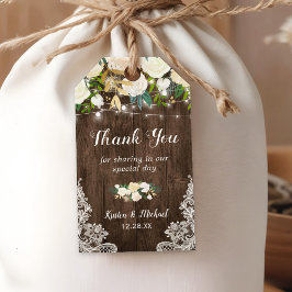 Rustic Chic Floral Lace Gastgeschenk Hochzeit Dank Geschenkanhänger