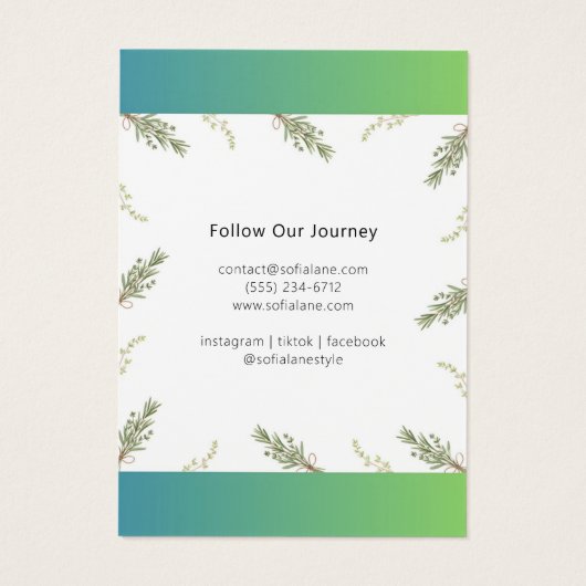 Rustic Chic Foliage Kitchen Style Display Card (Rückseite)