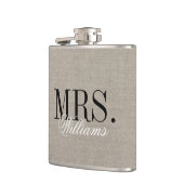 Rustic Chic Imitats Burlap Mr. und Mrs. Monogram Flachmann (Links)