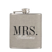 Rustic Chic Imitats Burlap Mr. und Mrs. Monogram Flachmann (Vorderseite)