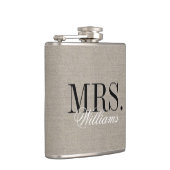 Rustic Chic Imitats Burlap Mr. und Mrs. Monogram Flachmann (Rechts)