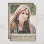 Rustic Chic Lace Foto Abschluss Einladung (Vorne/Hinten)