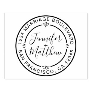 Rustic Chic Monogram Names Round-Rücksendeadresse Gummistempel