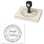 Rustic Chic Monogram Names Round-Rücksendeadresse Gummistempel (Stempel)
