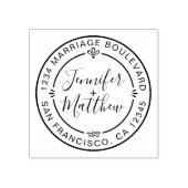 Rustic Chic Monogram Names Round-Rücksendeadresse Gummistempel (Prägung)