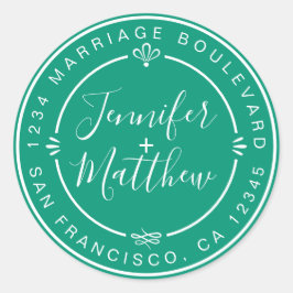 Rustic Chic Monogram Names Rücksendeadresse Green Runder Aufkleber