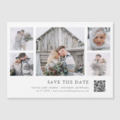Rustic Chic Multi Foto Grid QR Code Save the Date Magneteinladung (Vorderseite)