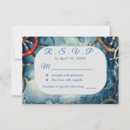 Rustic Chic Nautical Wedding RSVP Card Karte