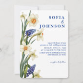 Rustic Chic navy blue and white floral Wedding  Einladung (Vorderseite)
