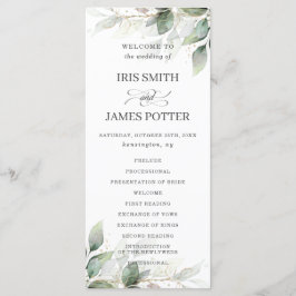 Rustic Chic Sage Greenerity Gold Wedding Programm