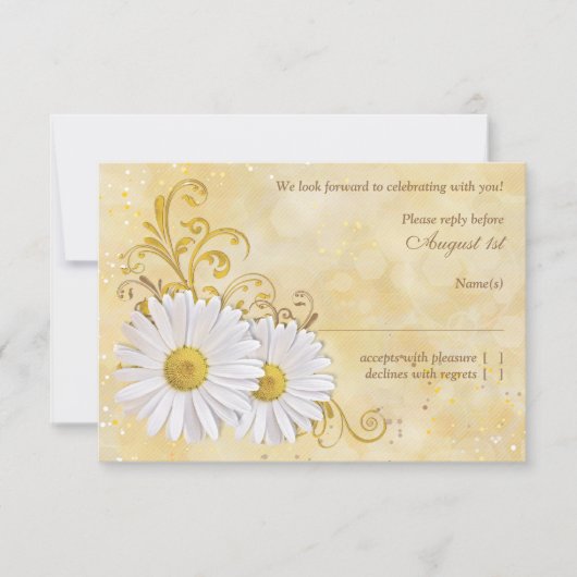 Rustic Chic Shasta Daisy Wedding RSVP Antwort (Vorderseite)