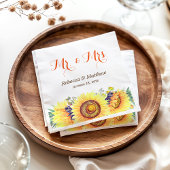 Rustic Chic Sunflowers Mr. und Mrs. Wedding Serviette