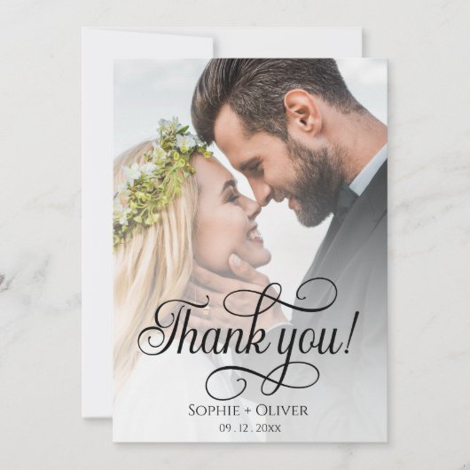 Rustic Chic Wedding Foto Script Danke Karte (Vorderseite)